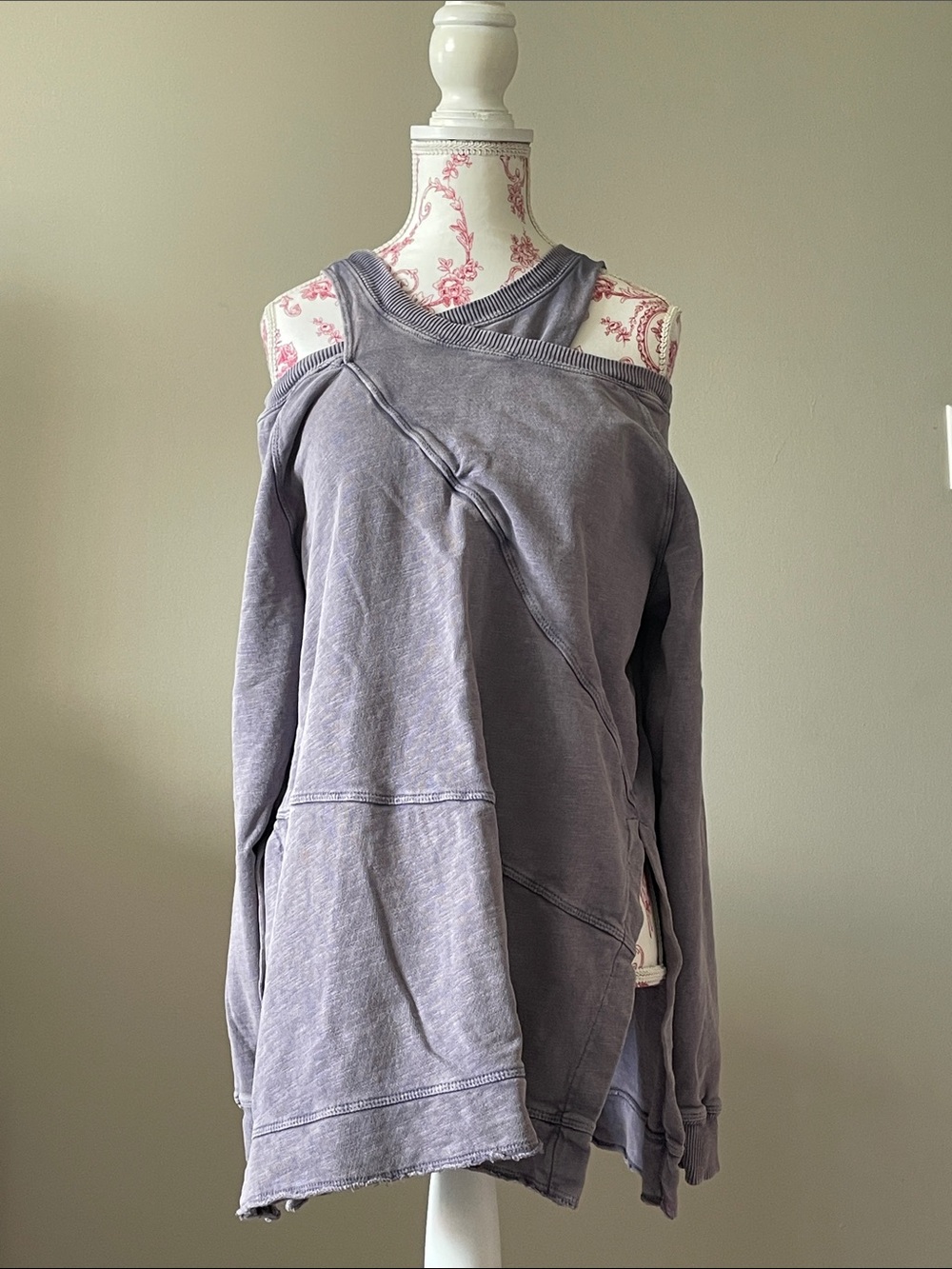 Anthropologie Off-the-Shoulder Pullover Sweater in Dusty Lavender